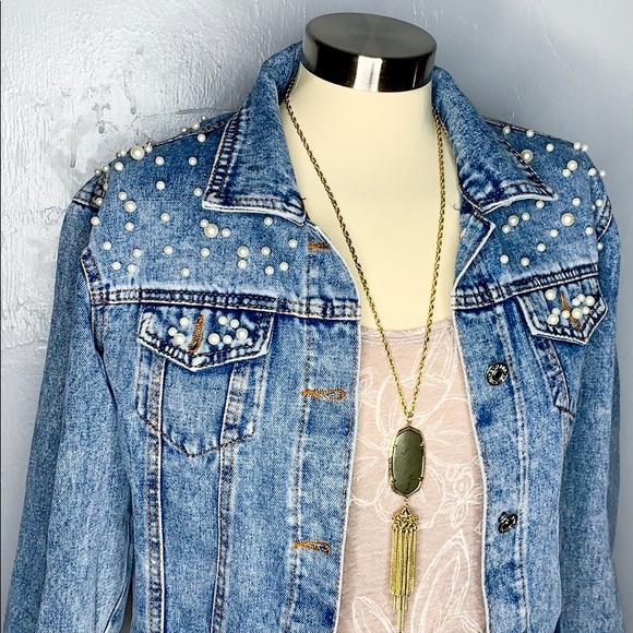 Jackets & Blazers - Pearl Embellished Jean Jacket Pearl Denim Jacket M